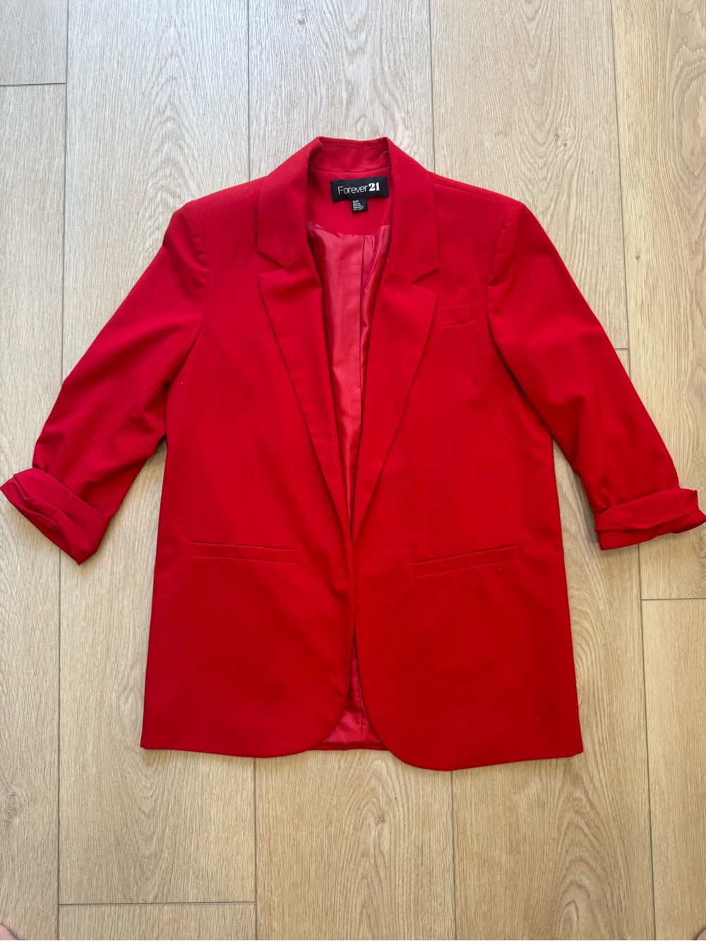 Forever 21 Structured Blazer | Vibrant Crimson Red ❤️ | 3/4 Cuffed Sleeves
